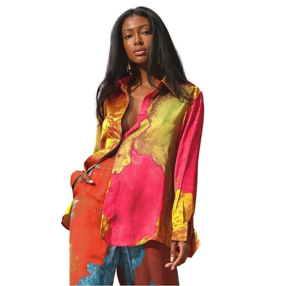 NWT Andrea lyamah Vana Shirt (Eros print) • $230 MSRP Colorful Blouse size 4 - Picture 2 of 6
